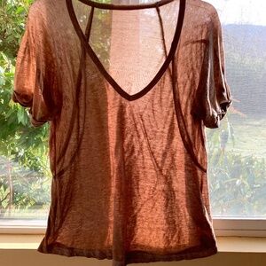 Free People We The Free Burnout T-shirt Oversized Fit Size XS Brown